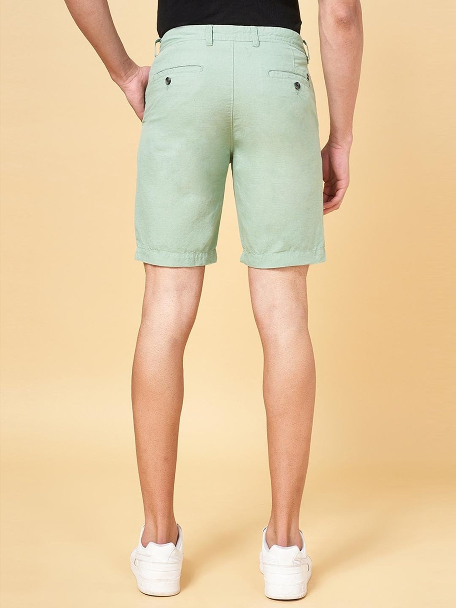 Byford by Pantaloons Green Linen Slim Fit Shorts