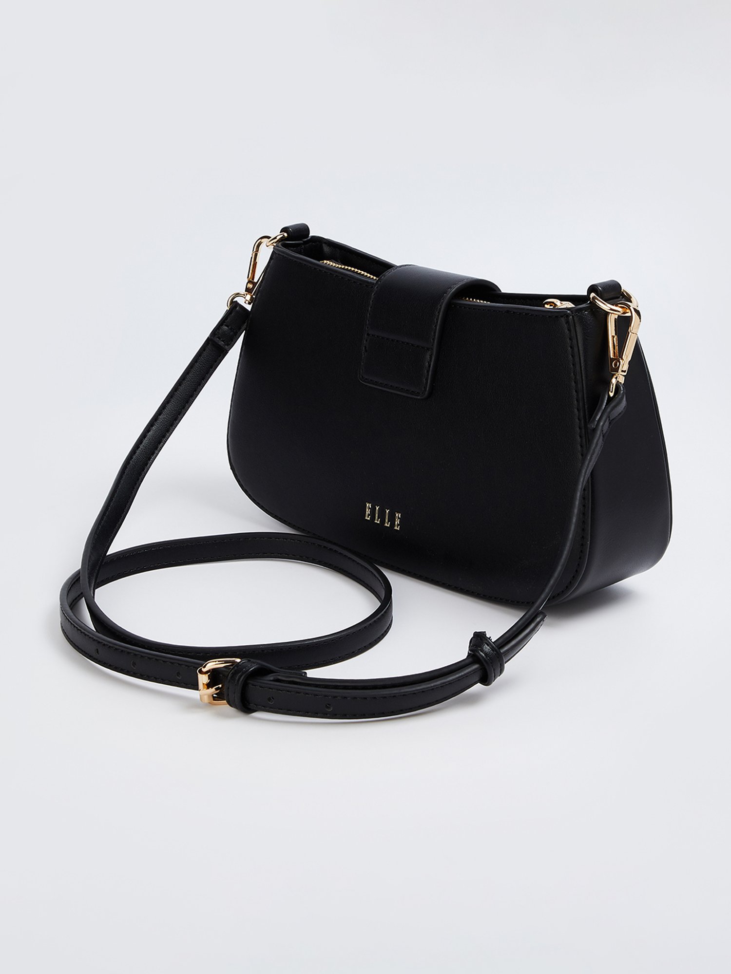 Elle Black Textured Sling Handbag