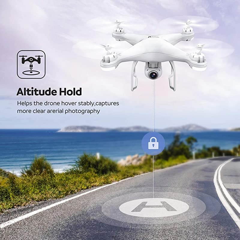 T25 GPS Drone, FPV RC Drone with Camera 1080P HD WiFi Live Video, Dual GPS Return Home, Quadcopter with Adjustable Wide-Angle Camera- Follow Me, Altitude Hold, Long Control Range, White