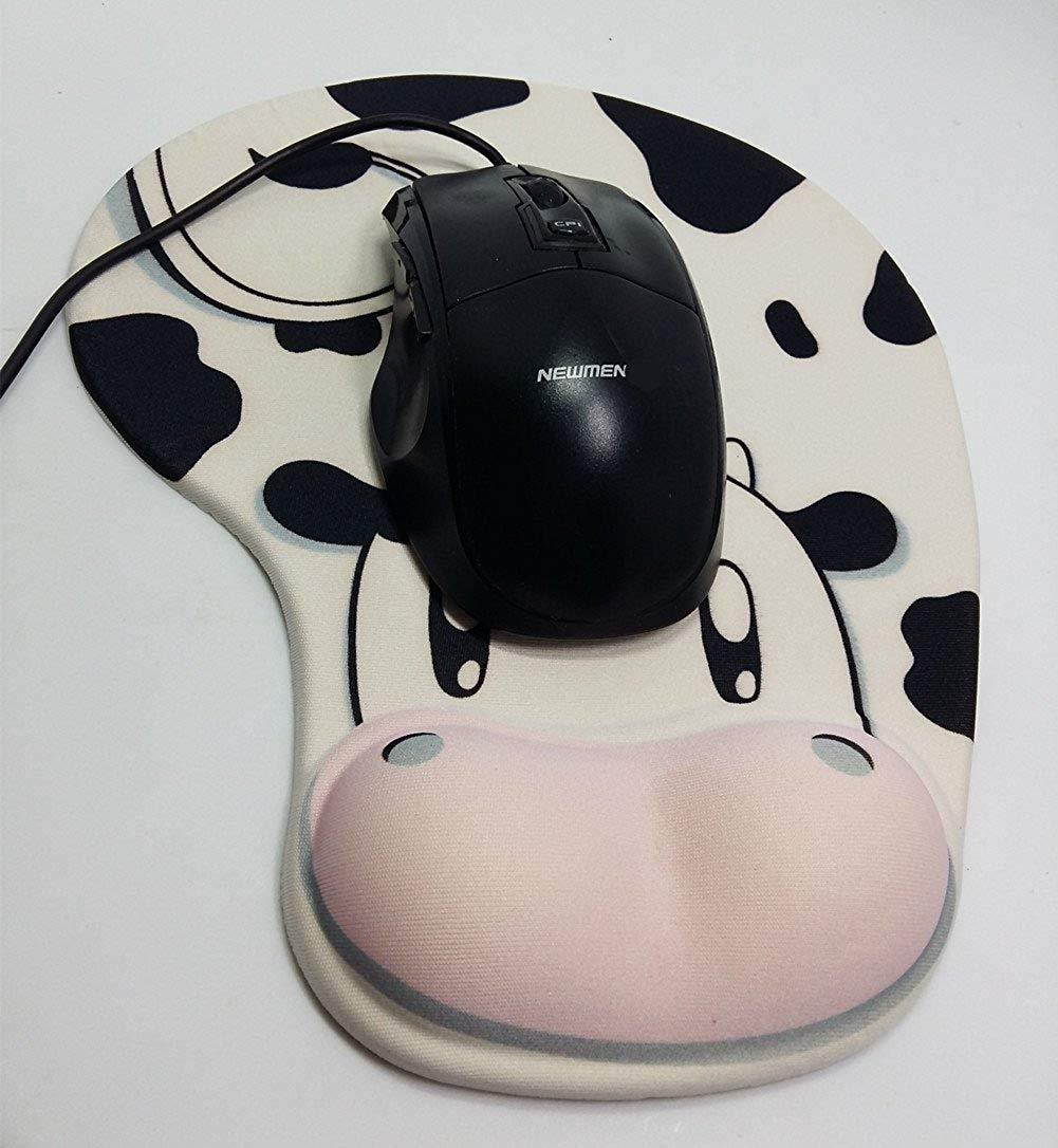 QTMY Silica Gel Cartoon Cow Mouse Pad Wrist Rest Hand pillow