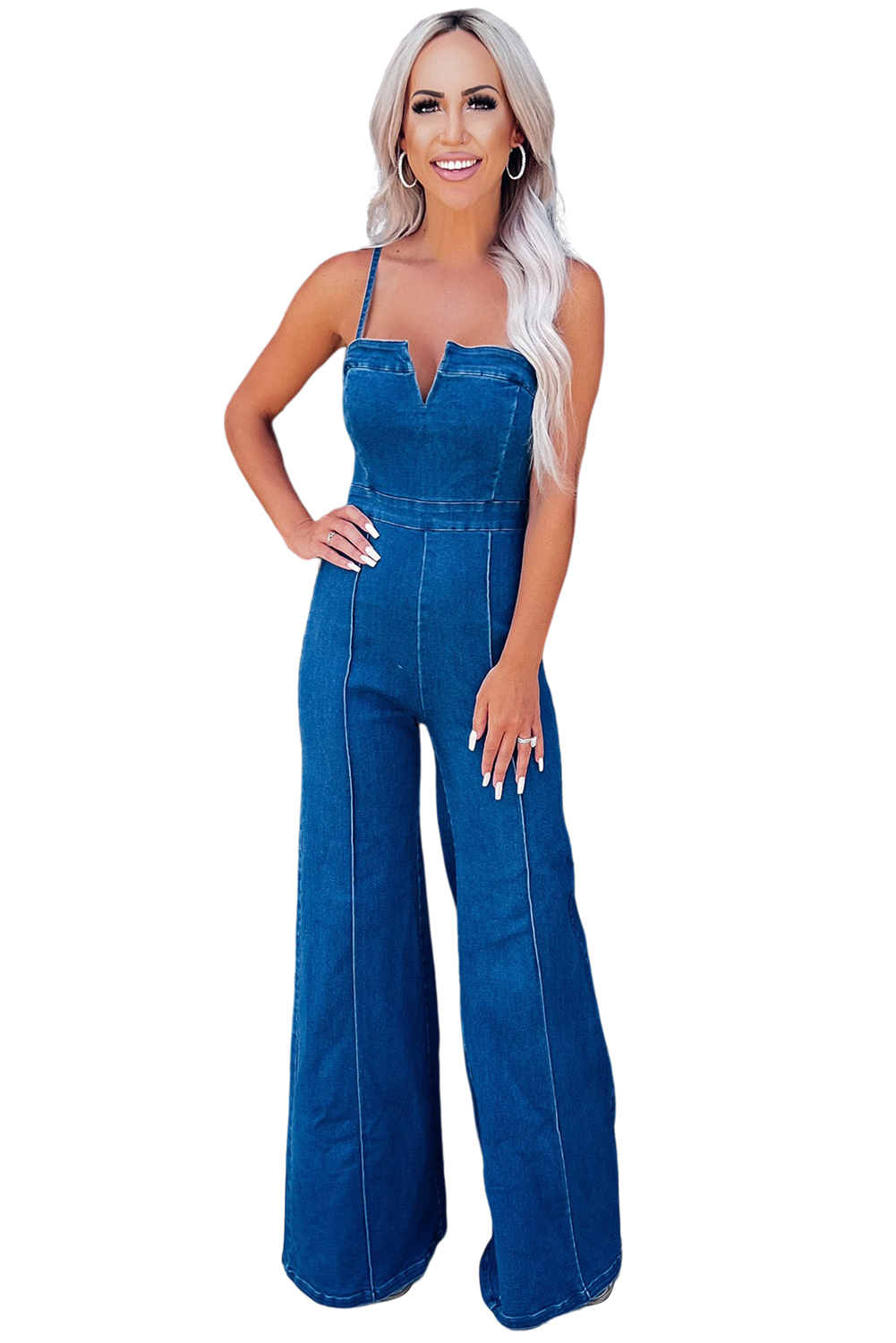 Rose Tan Solid Self Tied Straps Pleated Wide Leg Jumpsuit