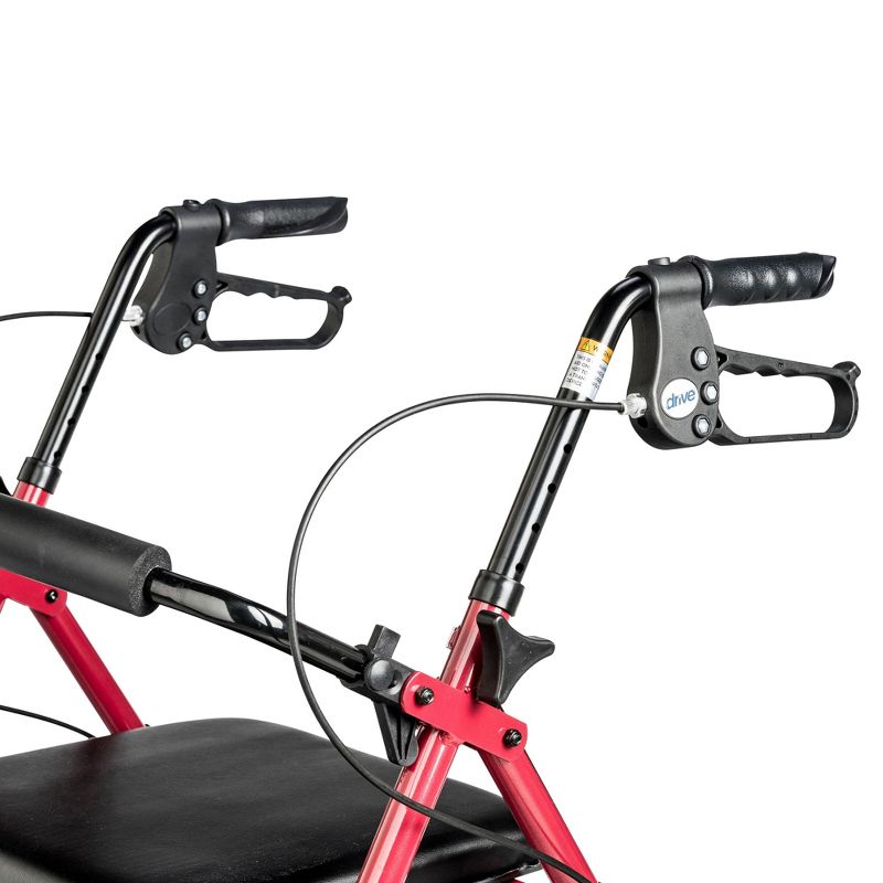 Drive Medical Aluminum Rollator with Fold Up and Removable Back Support and Padded Seat, Red