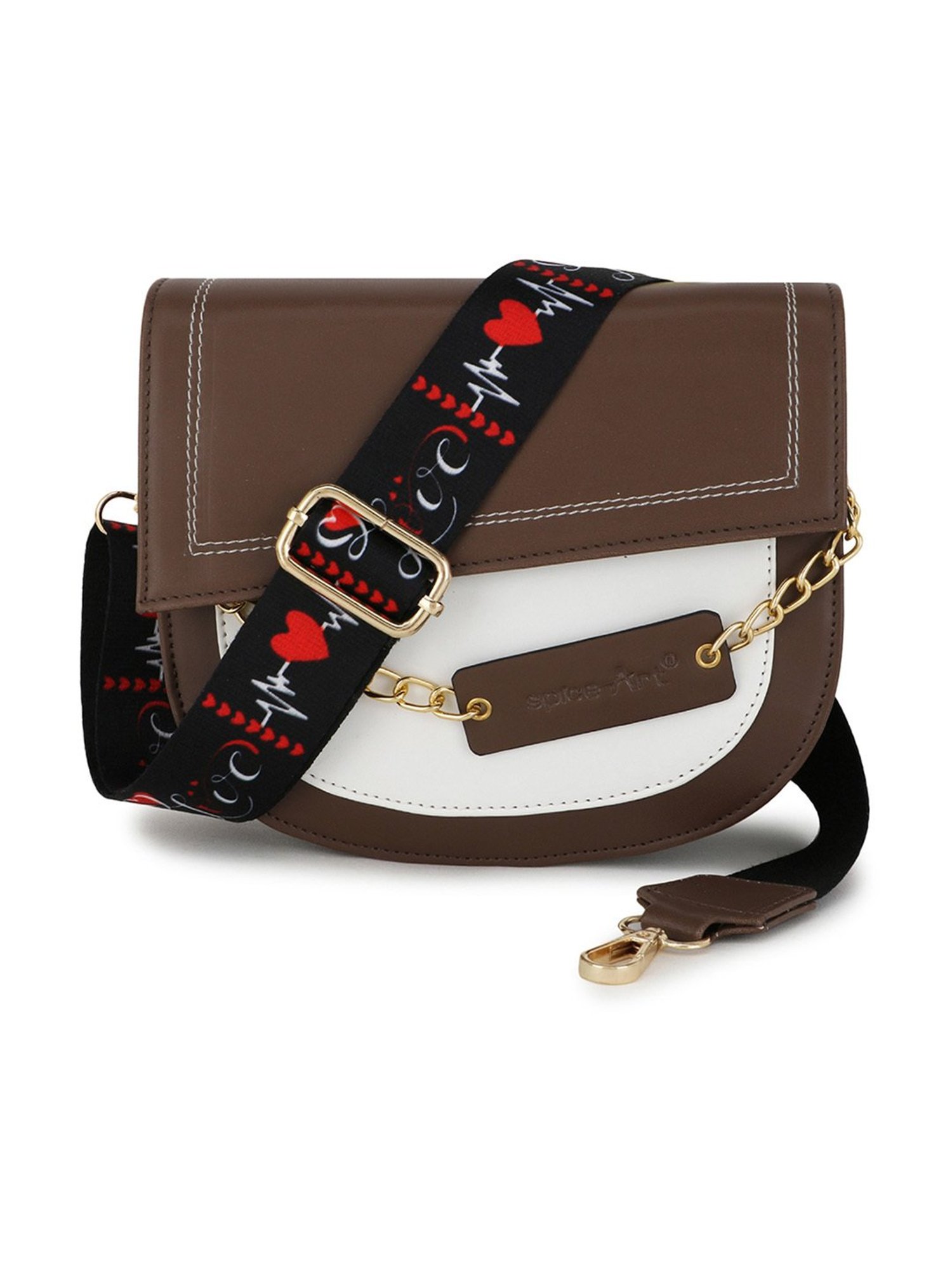 Spice Art Brown Solid Medium Saddle Cross Body Bag