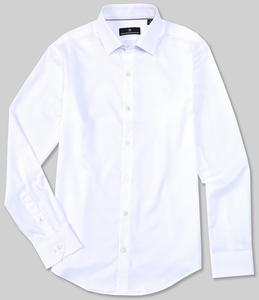 Hart Schaffner Marx Long Sleeve Spread Solid Texture Sportshirt