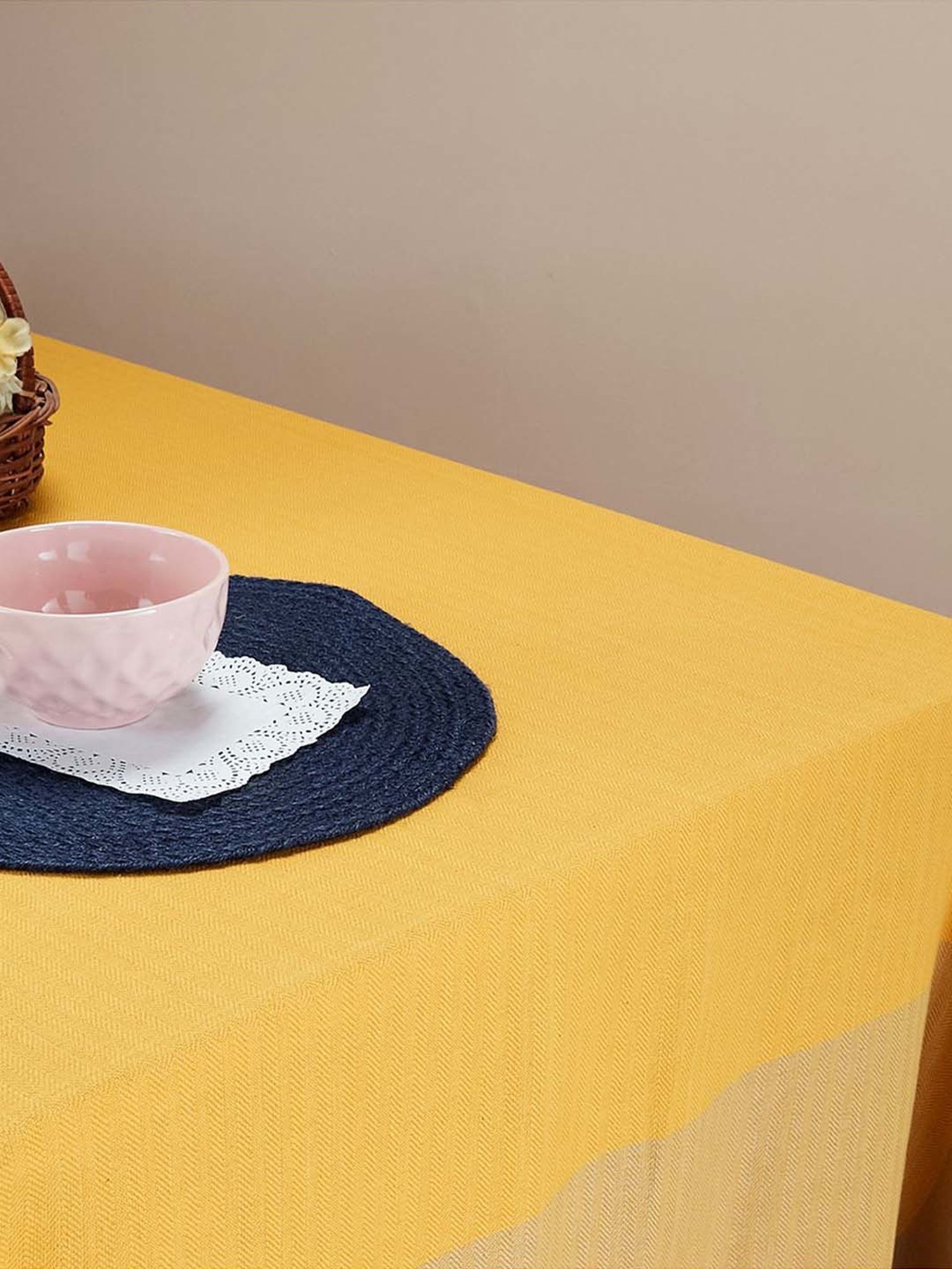 Romee Beige Cotton Checks Table Linen Sets