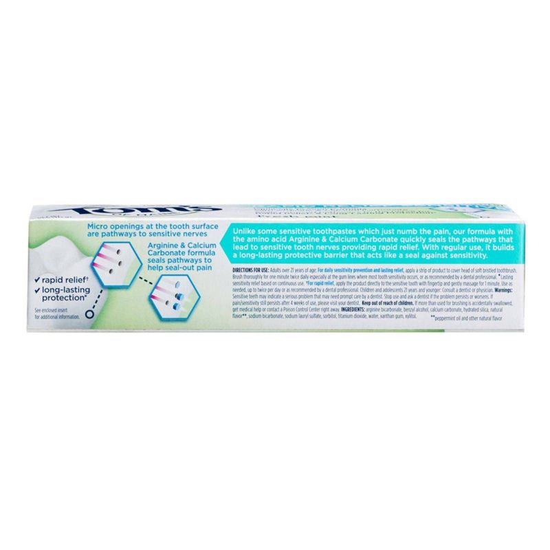 Tom's of Maine Rapid Relief Sensitive Fluoride-Free Toothpaste Fresh Mint 4.0oz/3pk