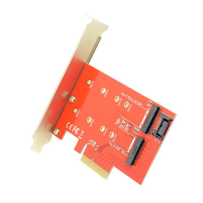M.2 NGFF 4 Lane SSD to PCI-E 3.0 x4 & NGFF to SATA Adapter for XP941 SM951 PM951