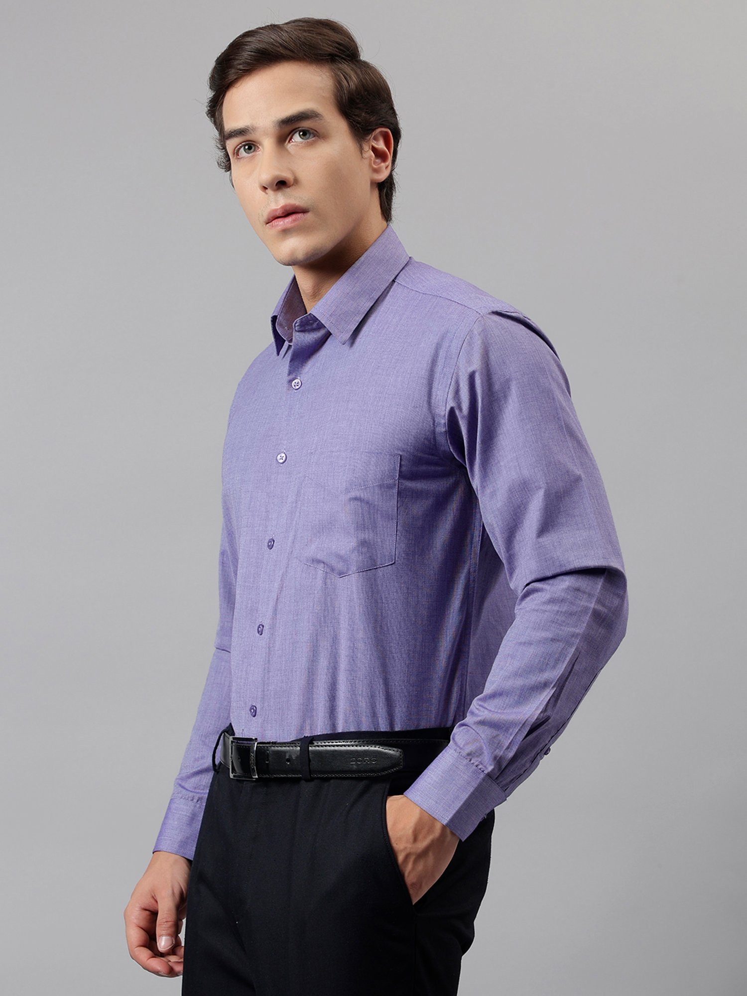 English Navy Purple Slim Fit Shirt