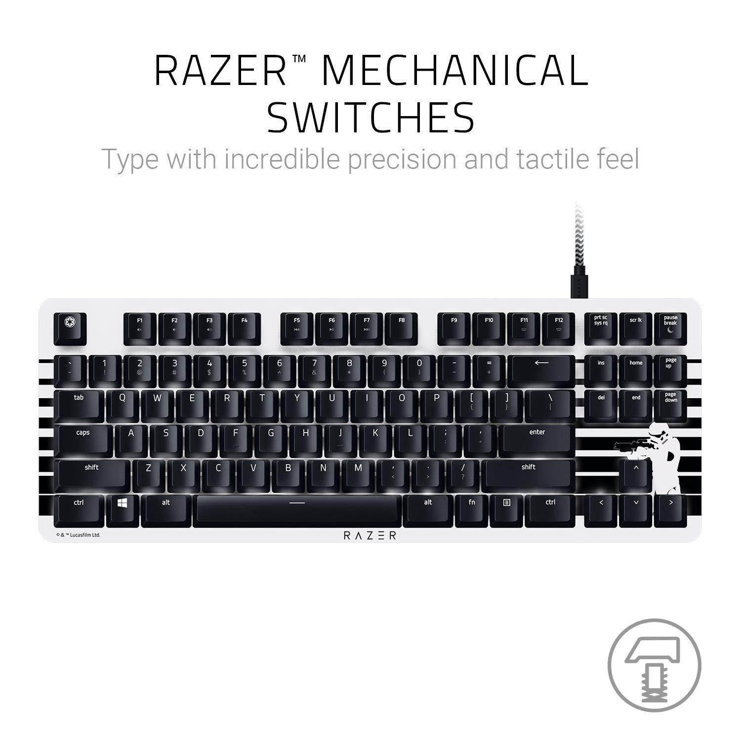 BlackWidow Lite Mechanical Tenkeyless Keyboard: Orange Key Switches - Tactile & Silent - White Individual Key Lighting - Compact Design - Detachable Cable - Stormtrooper Limited Edition