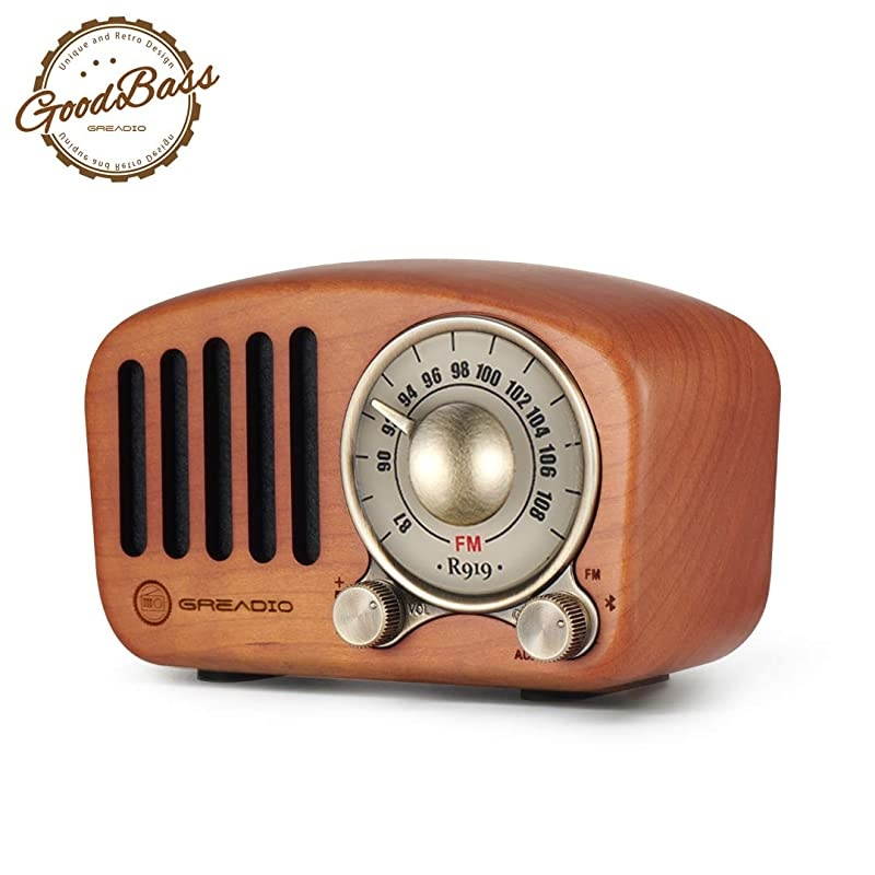 Vintage Radio Retro Bluetooth Speaker  Cherry Wooden FM Radio with Old Fashioned Classic Style Strong Bass Enhancement Loud Volume Bluetooth 42 Wireless Connection TF Card amp MP3 Player