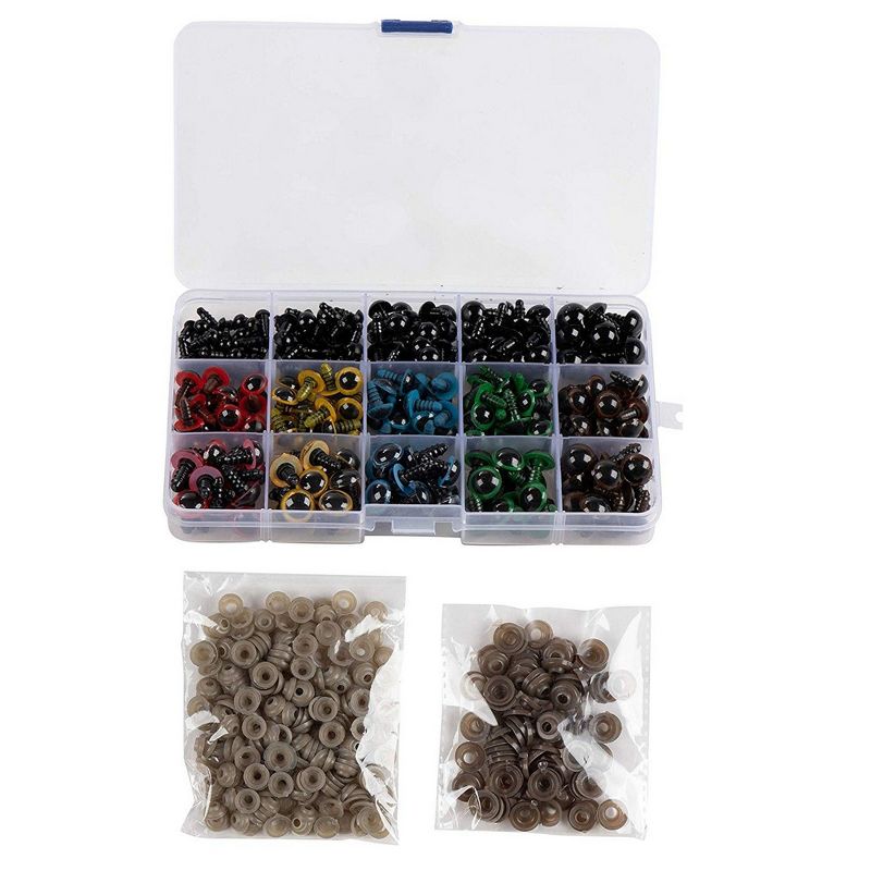 Genie Crafts 304-Pack Doll Safety Eyes with Storage Box and Washers for Craft, 6 Designs, 5 Sizes