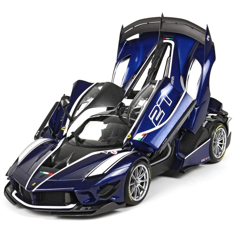 Ferrari FXXK Evo #27 Peter Mann Blue Tour de France with Black Top 1/18 Diecast Model Car by BBR