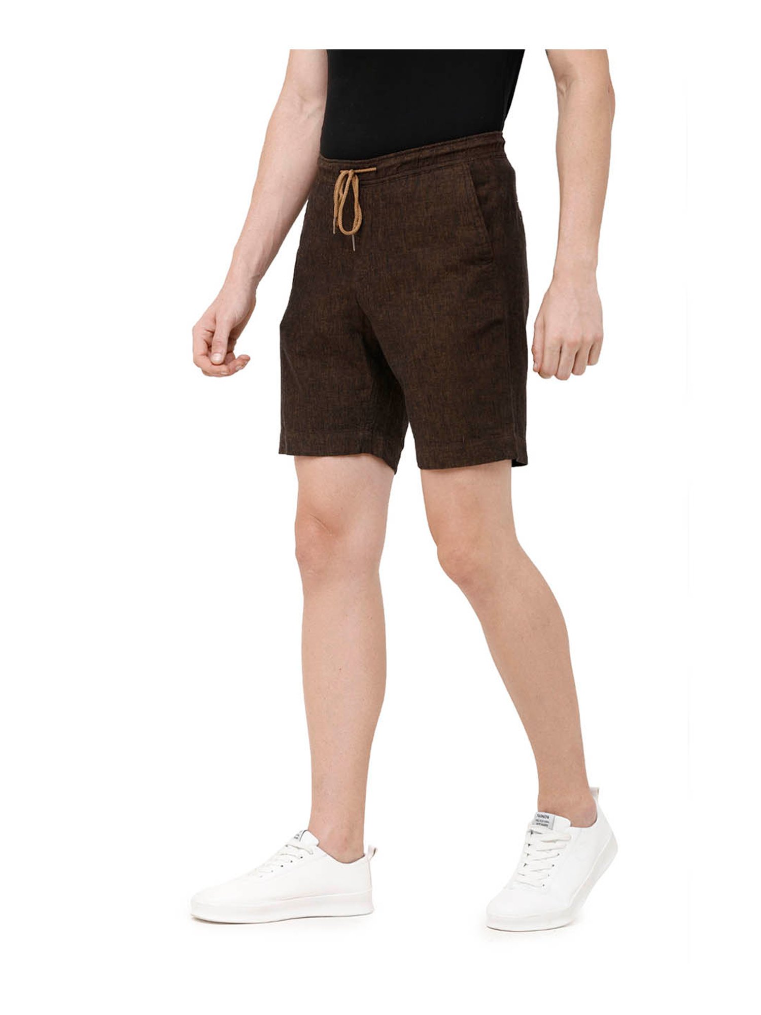 Cavallo By Linen Club Brown Textured Shorts