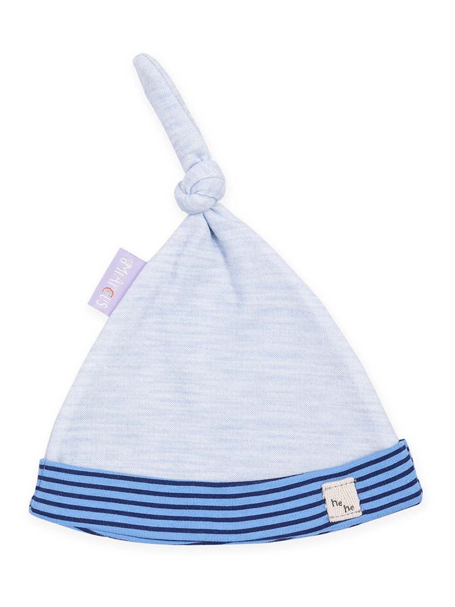 MiArcus Blue & White Cotton 210 GSM Gift Set (0-6 Month) - Set of 3