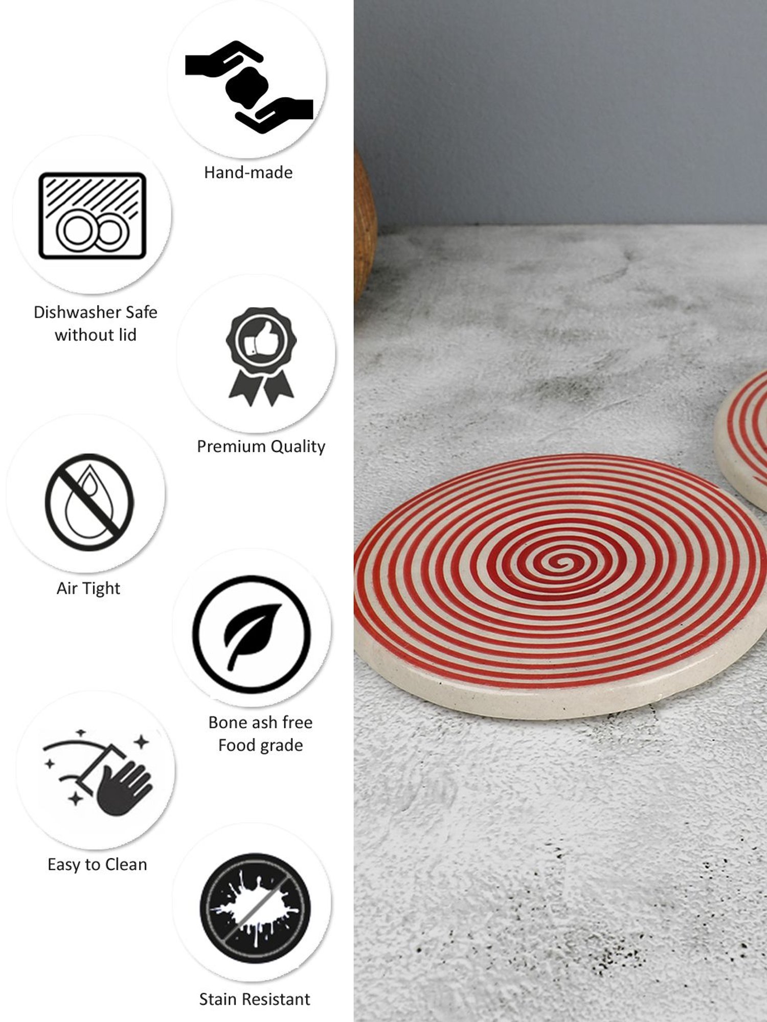 VarEesha Red Ceramic Coasters - Set of 6