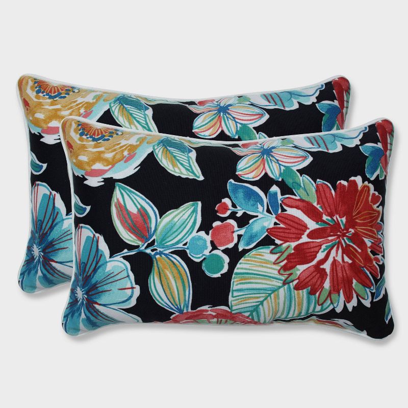 2pk Colsen Noir Rectangular Throw Pillows Black - Pillow Perfect