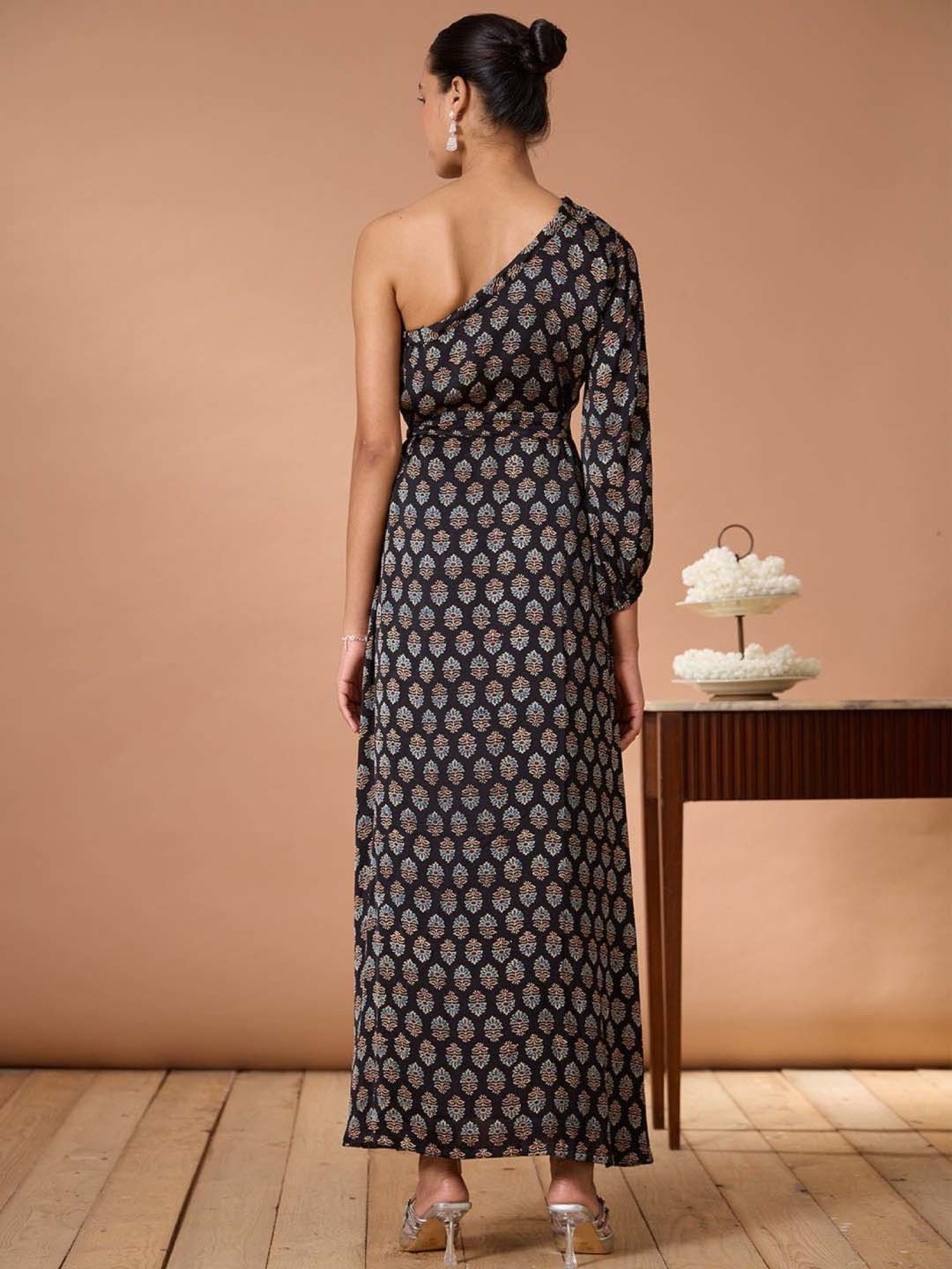 Okhai Black Printed Ethnic Dress