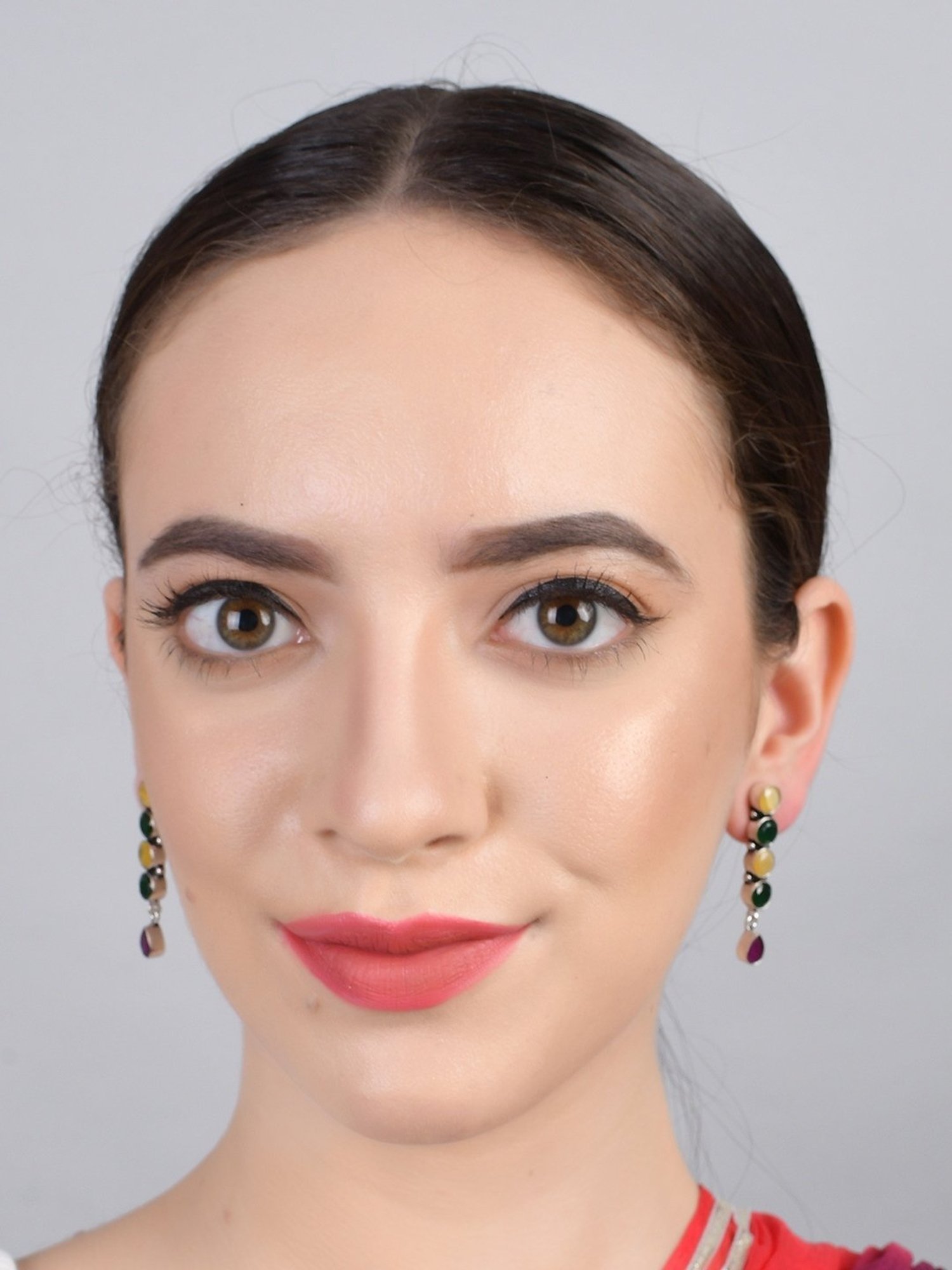 Imli Street Multicolor Silver Tone Stone-Studded Handcrafted Dangler Earrings