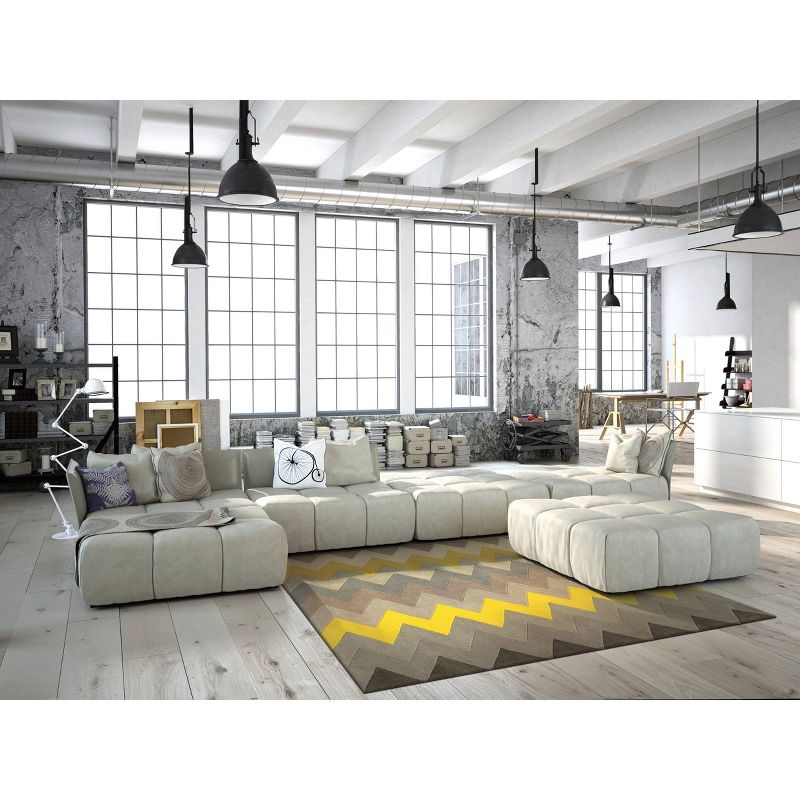 5'x7' Trio Collection ZigZag Area Rug Gray/Yellow - Linon