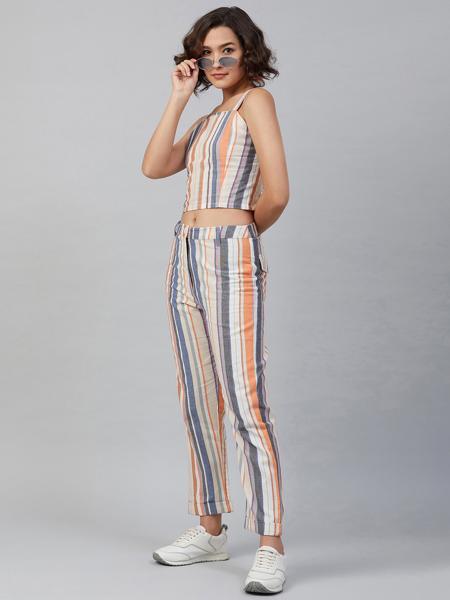 Marie Claire Multicolor Striped Crop Top