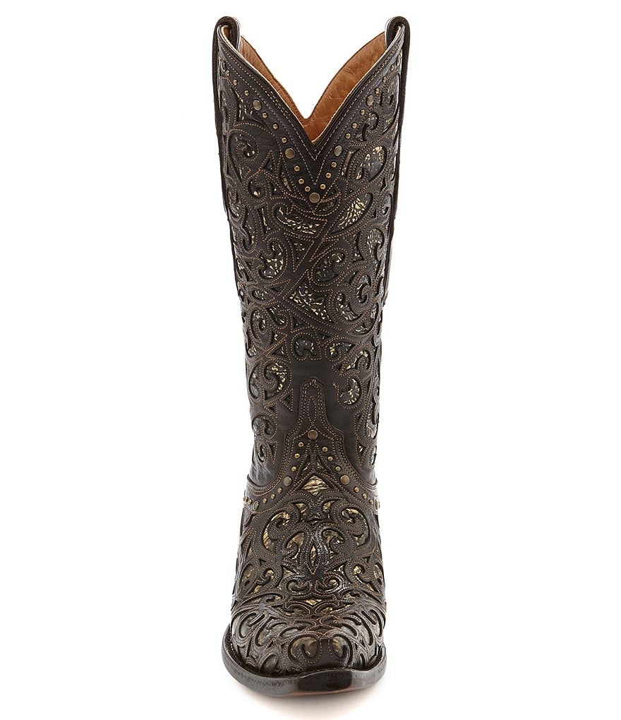 Lucchese Sierra Curly L Leather Studded Western Boots