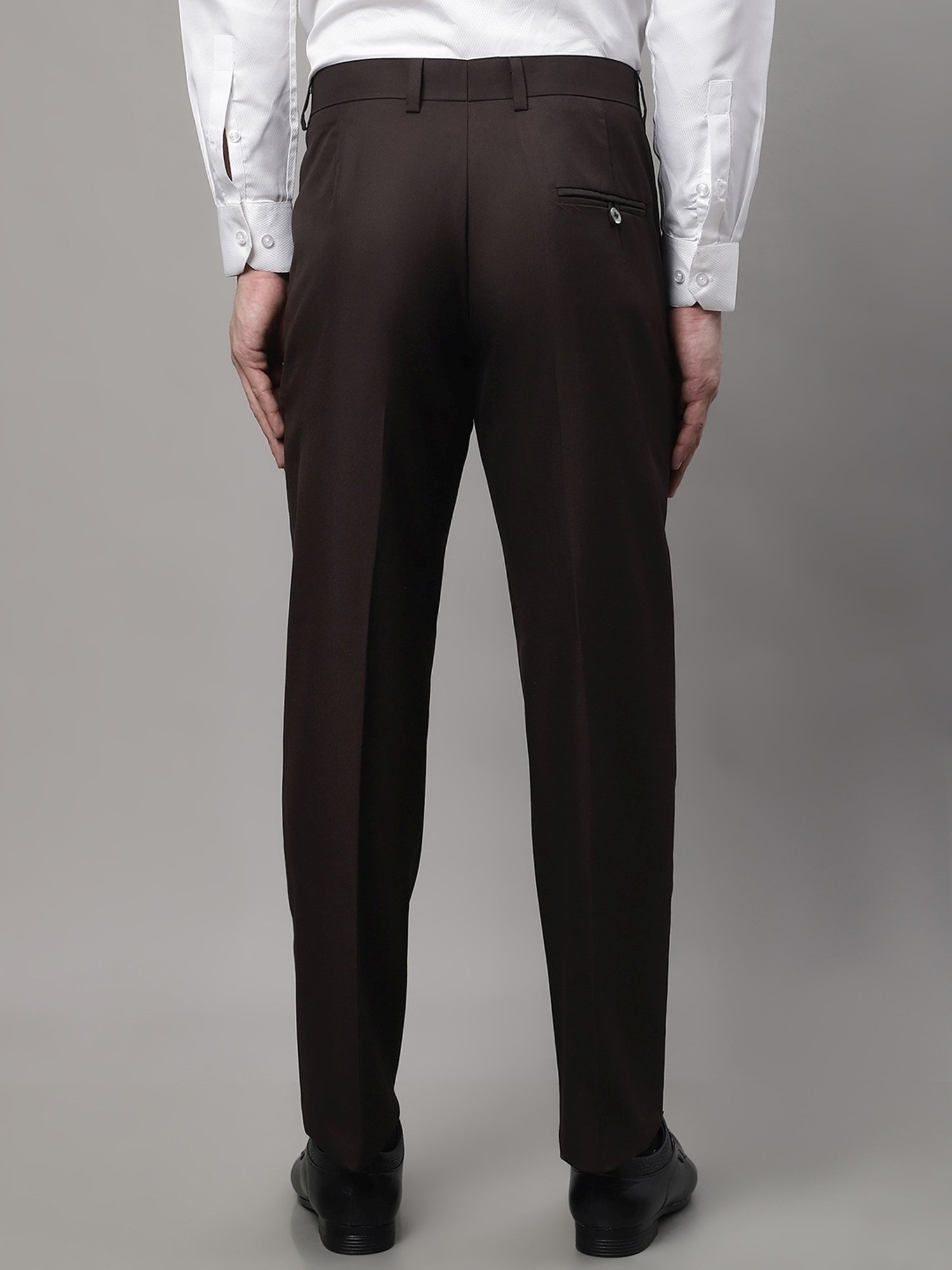 Jainish Coffee Cotton Tapered Fit Trousers