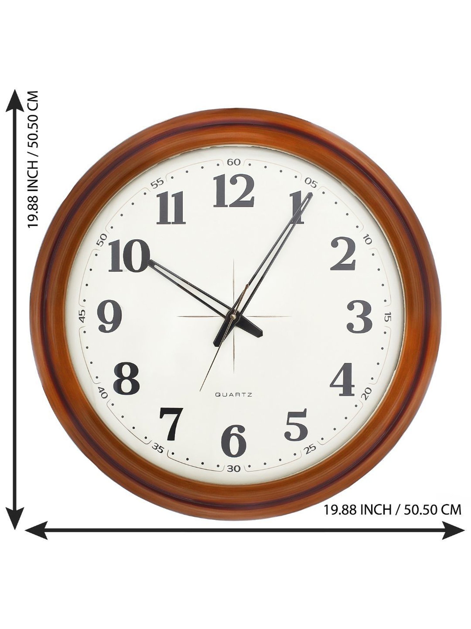 CHRONIKLE Elegant Round Brown Wood Wall Clock