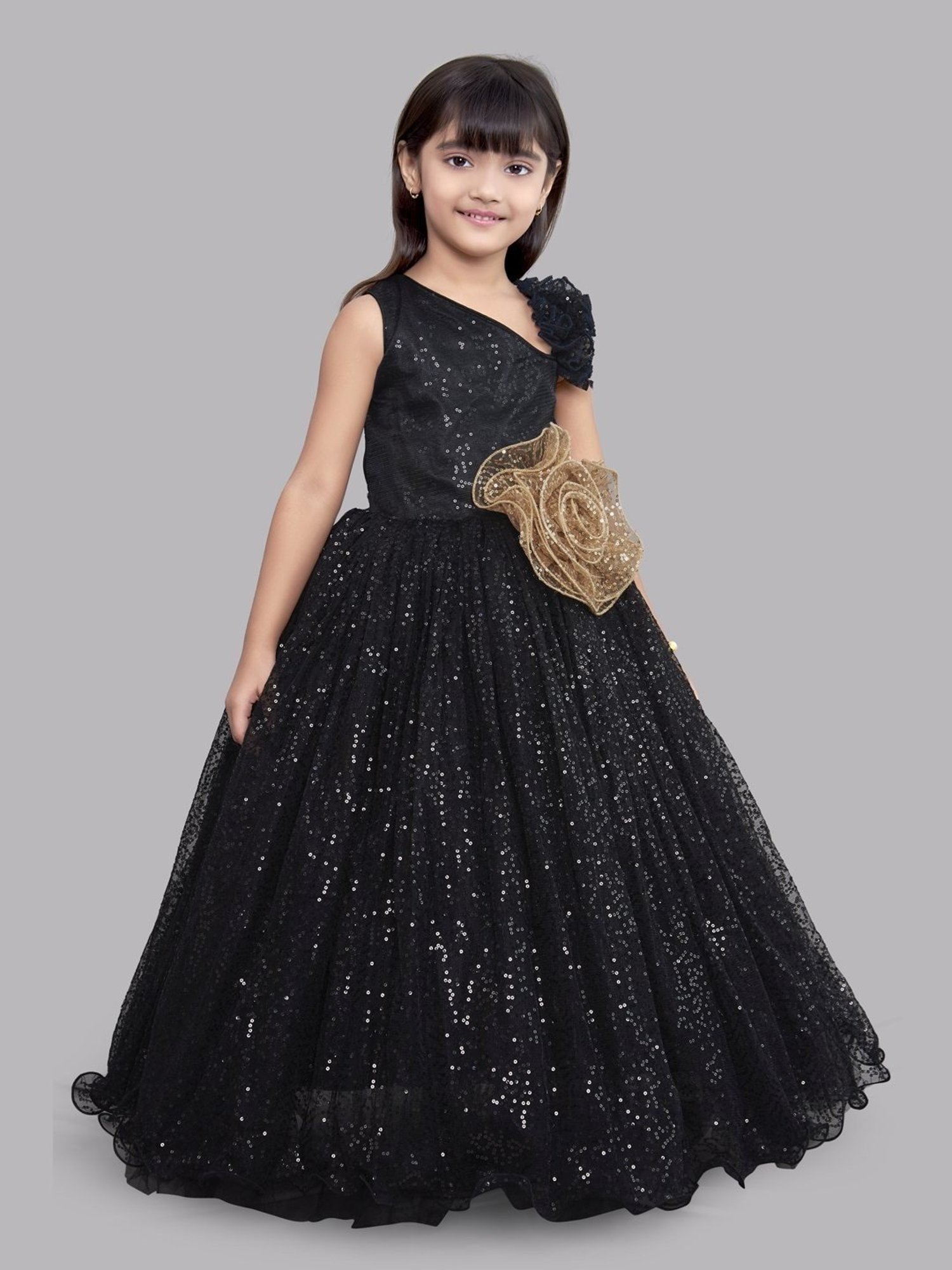 Pink Chick Kids Black Sequence Gown