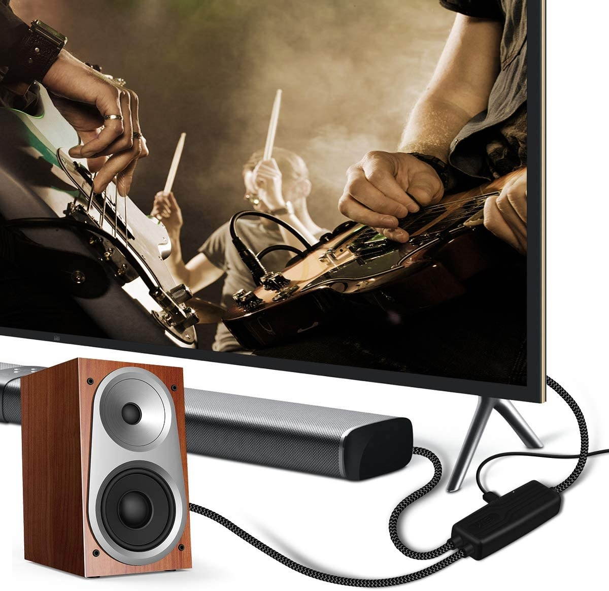 Toslink Optical Splitter Cable Fiber Optic Digital Cable Supports 1 Input to 2 outputs Nylon Braided Upgrade Style No Loss Signal Fast Transmission 1 is Equal to 2 Optical Splitter Cable (3ft&5ft)