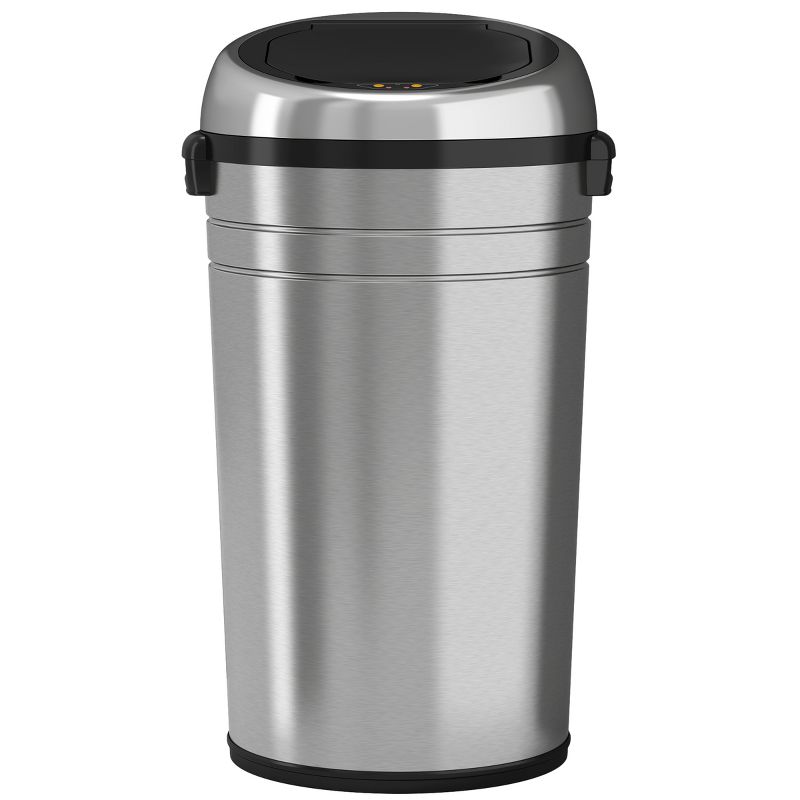 iTouchless Rolling Sensor Kitchen Trash Can with Wheels and AbsorbX Odor Filter 23 Gallon Silver Stainless Steel