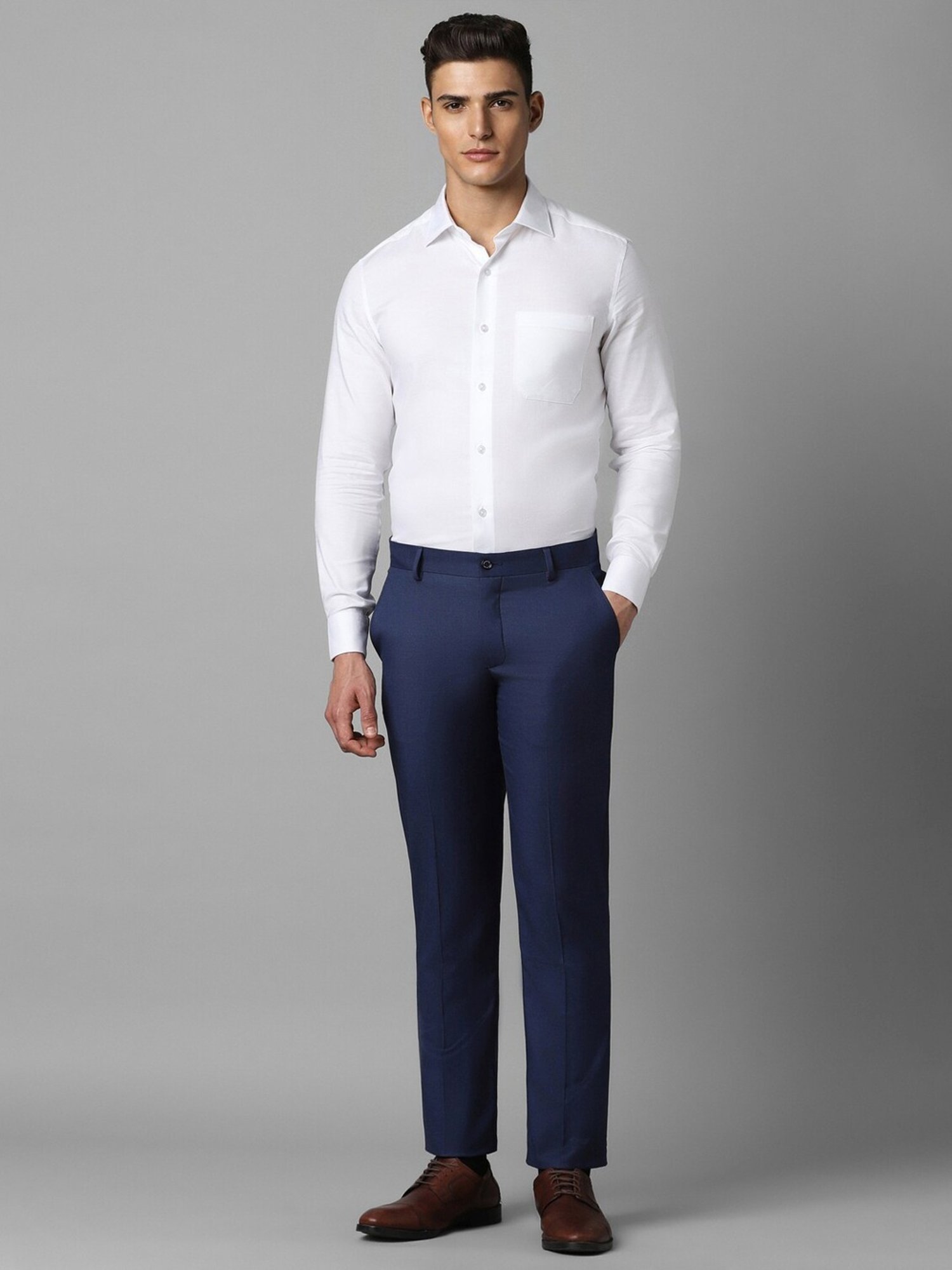 Louis Philippe Navy Slim Fit Trousers