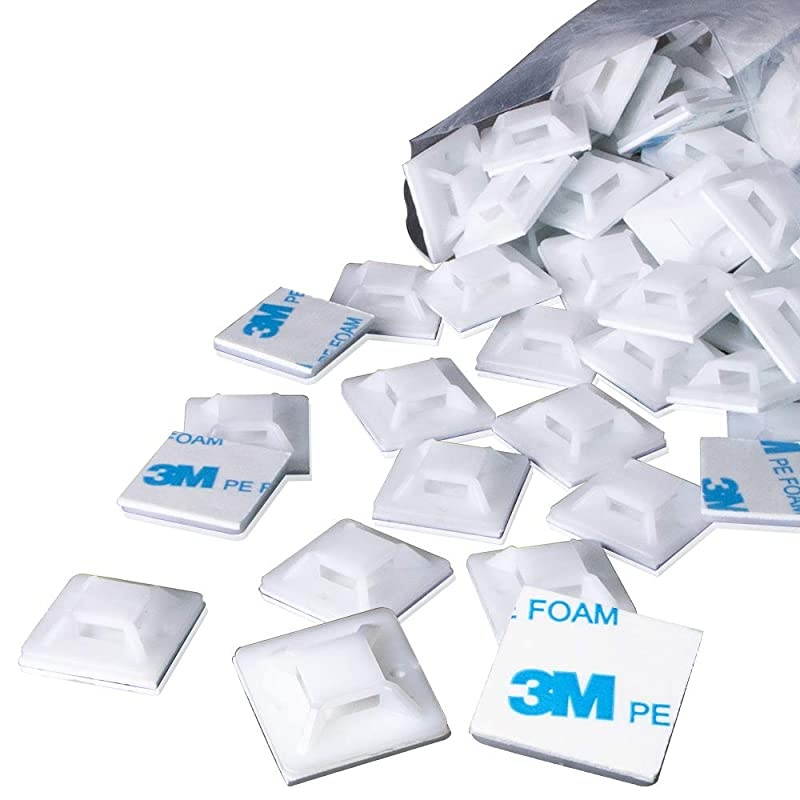 Tie Mount and Zip Tie Squares Adhesive Mountperfect for Wire Clips Management Zip Tie AnchorsDurability Prograde UV Wire Holder 100pcs 075n White