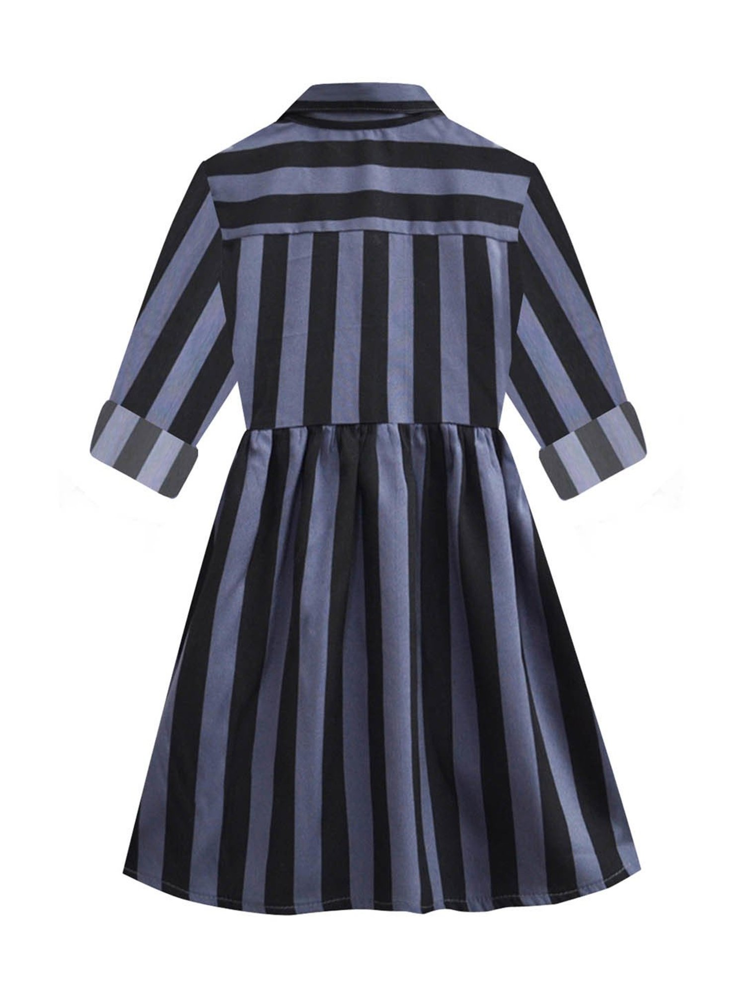 A.T.U.N. Charcoal Grey & Black Striped Full Sleeves Shirt Dress