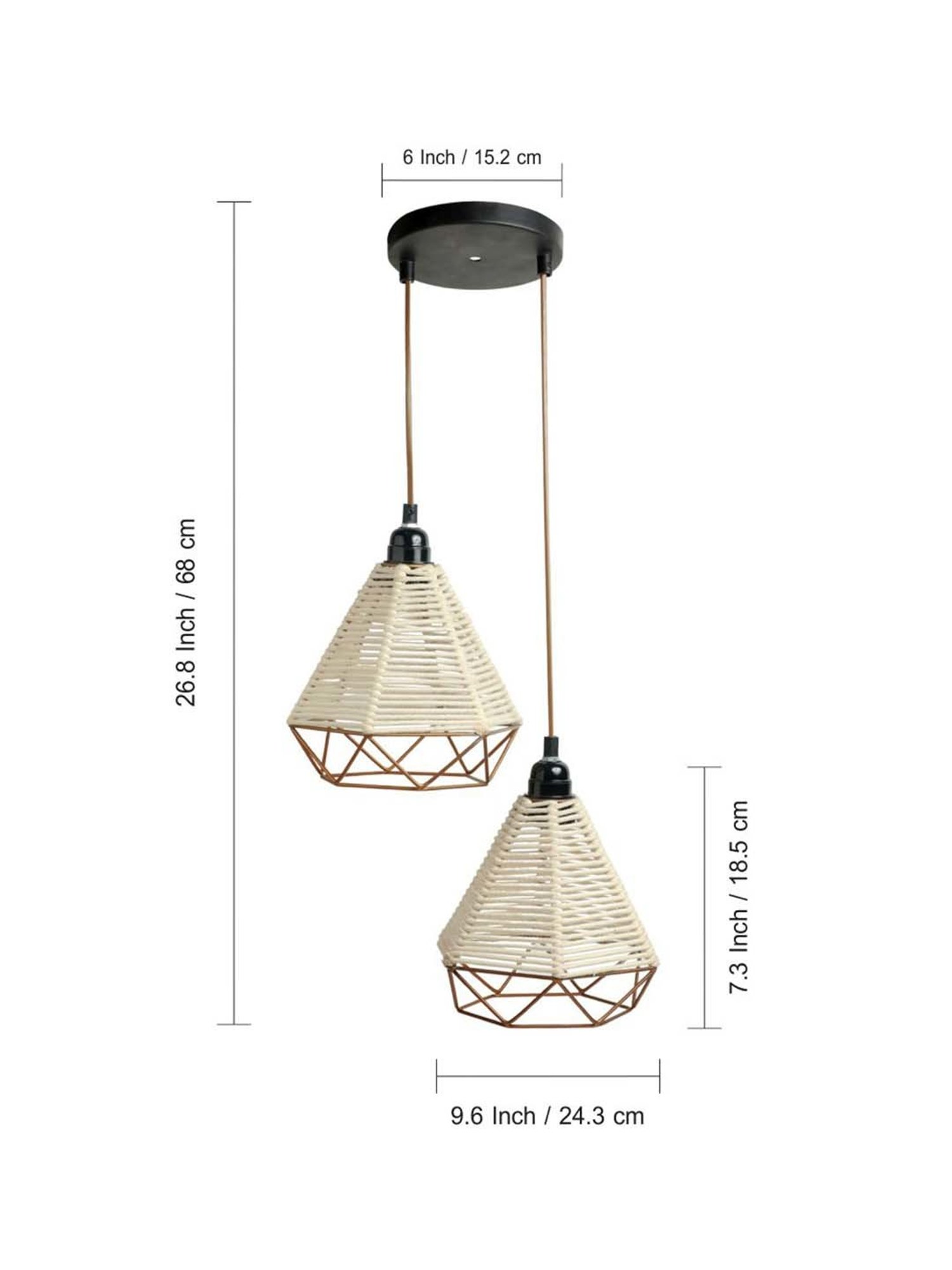 ExclusiveLane Sparkles Black Iron Handwoven Adjustable Chandelier With Hanging Lamp Shades