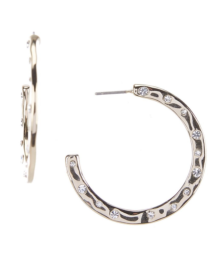 Givenchy Crystal Hammered Hoop Earrings