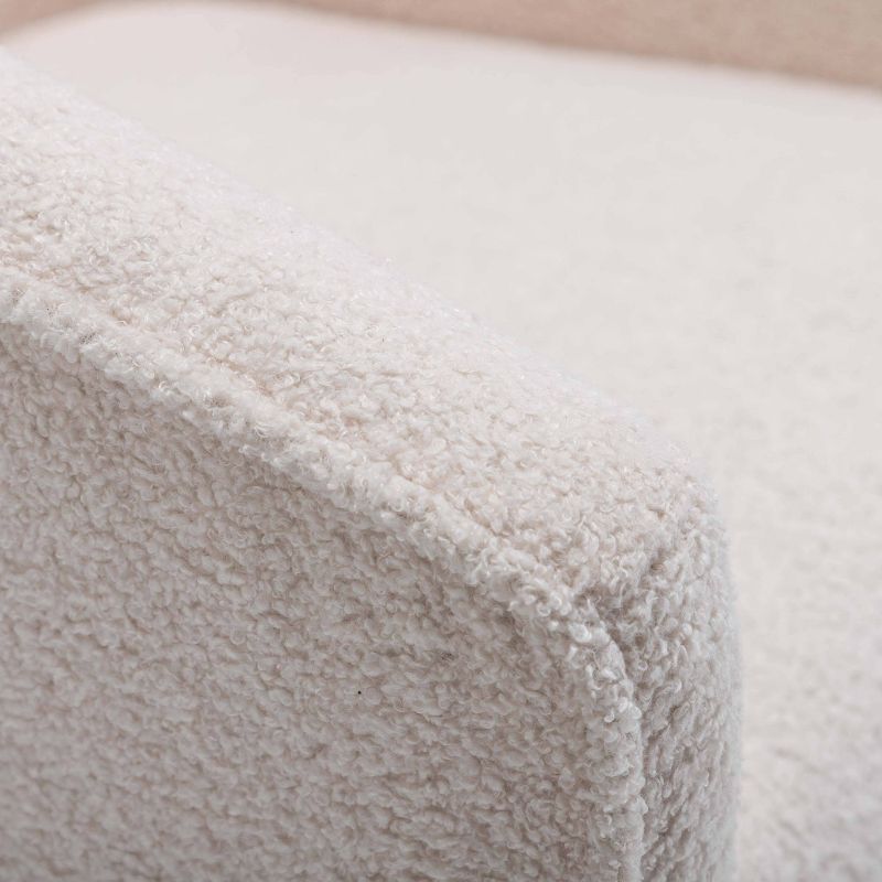 Faux Shearling Barrel Accent Chair Cream Faux Shearling - WOVENBYRD