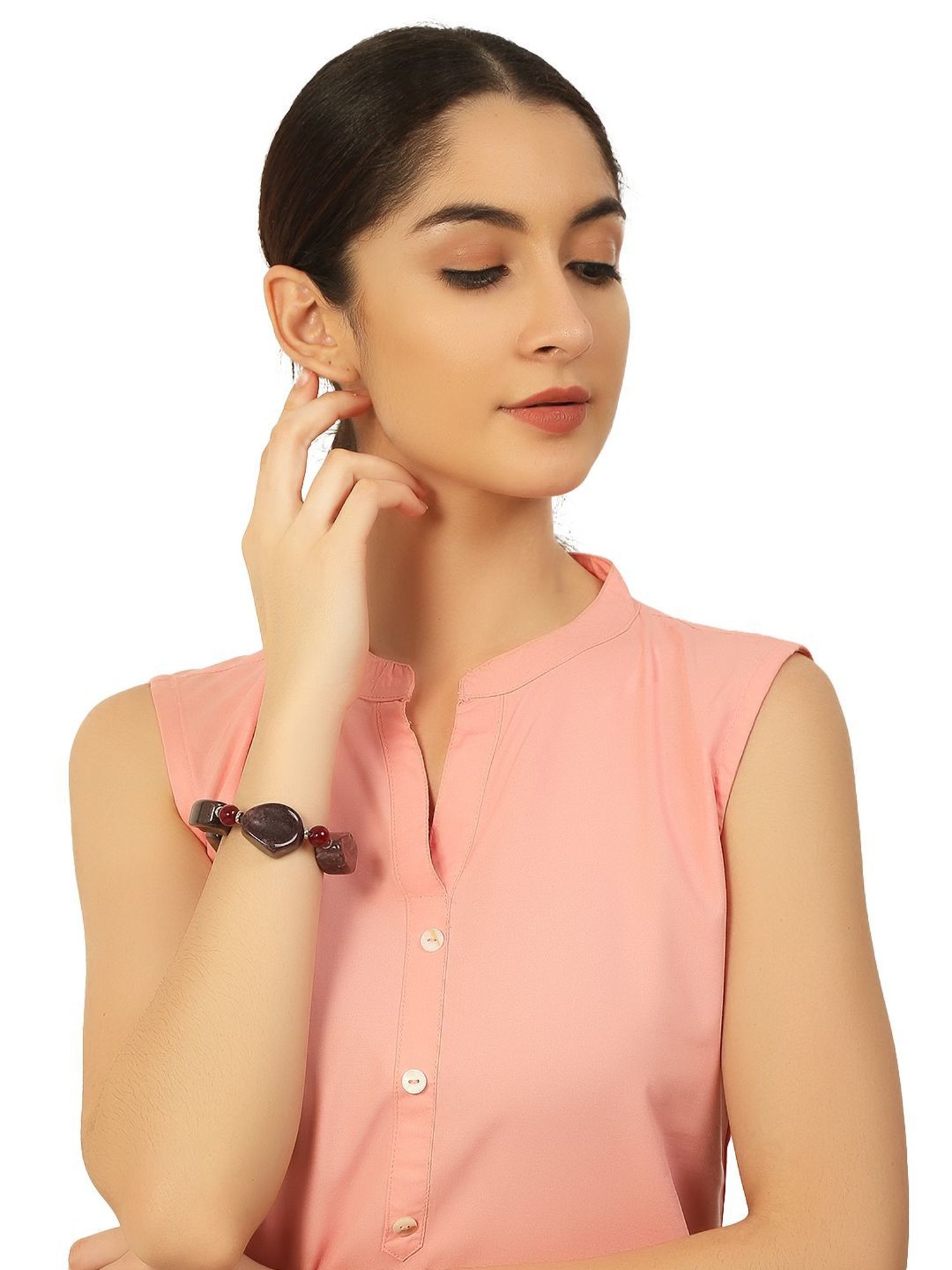 IMLI STREET Metallic Artificial Stone Stretchable Bracelet for Women