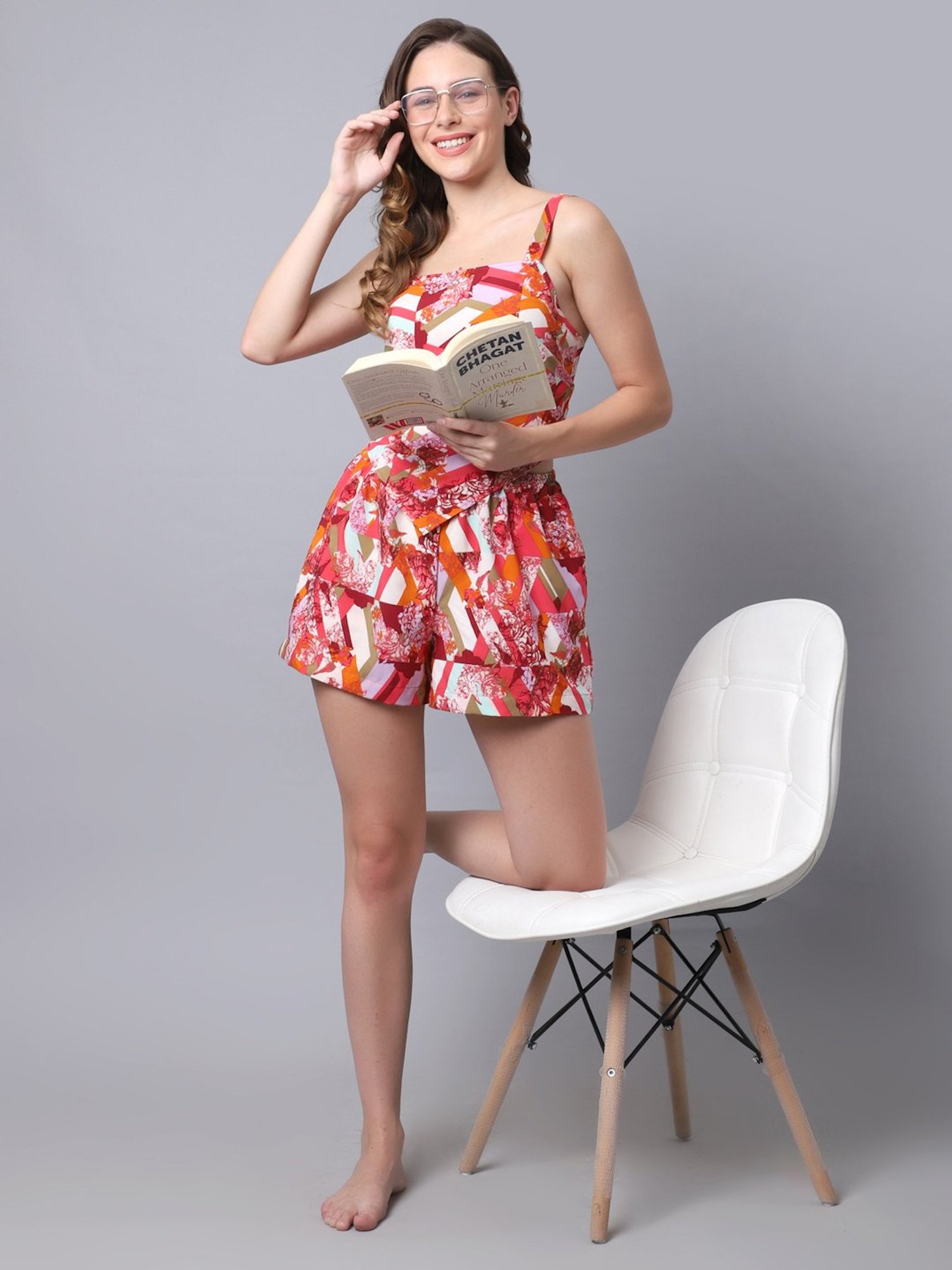 Erotissch Pink & Orange Printed Beachwear Co-Ord Set