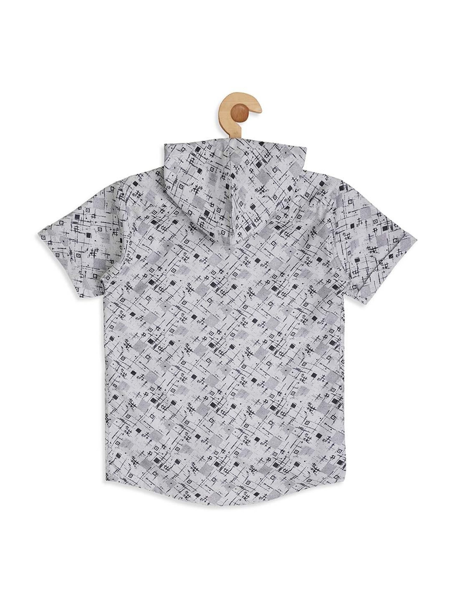 Cavio Kids Grey & White Cotton Printed Shirt with T-Shirt