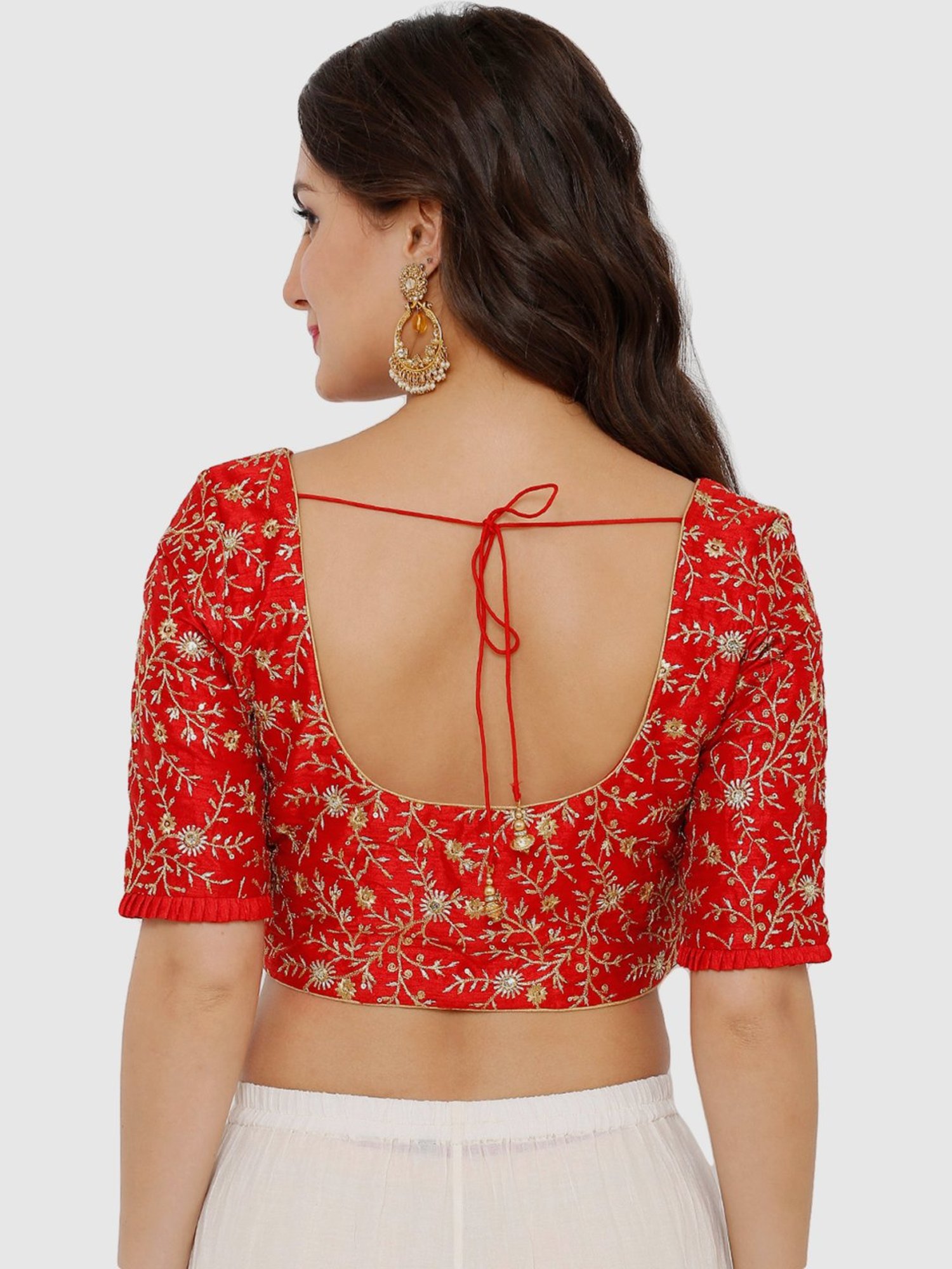 Salwar Studio Red Embroidered Readymade Blouse