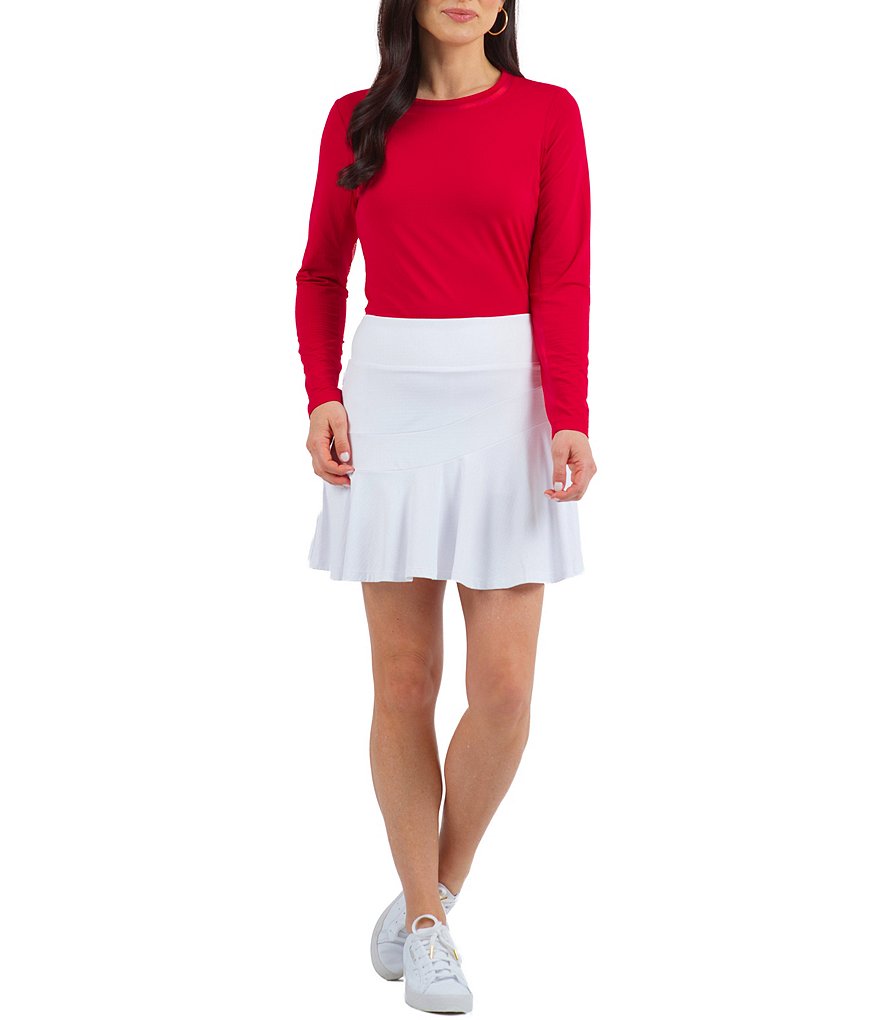 IBKUL Essential Knit Solid Flounce Pull-On Skort