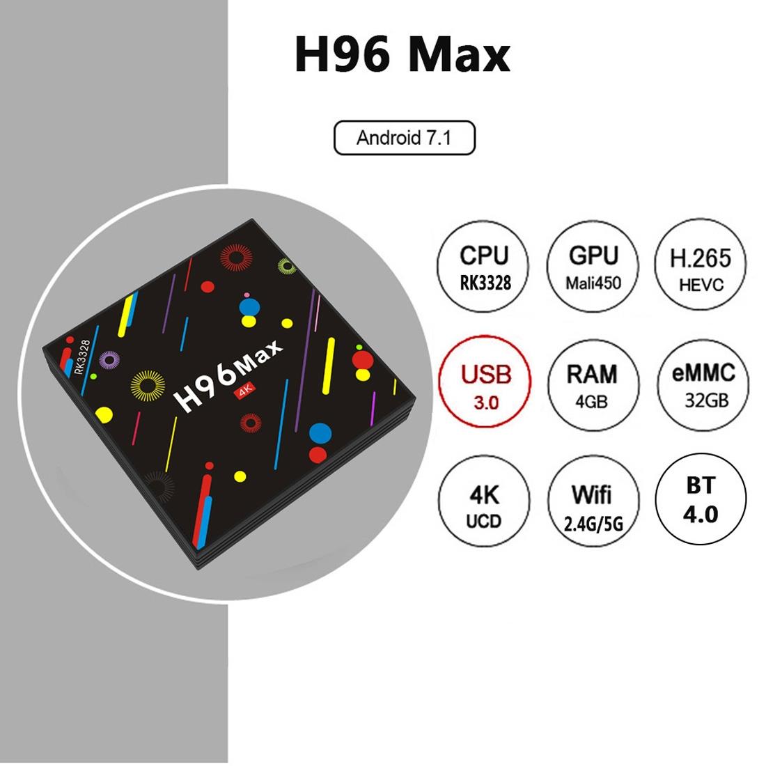 H96 Max+ 4K Ultra HD Full HD Media Player Smart TV BOX with Remote Controller, Android 9.0, RK3328