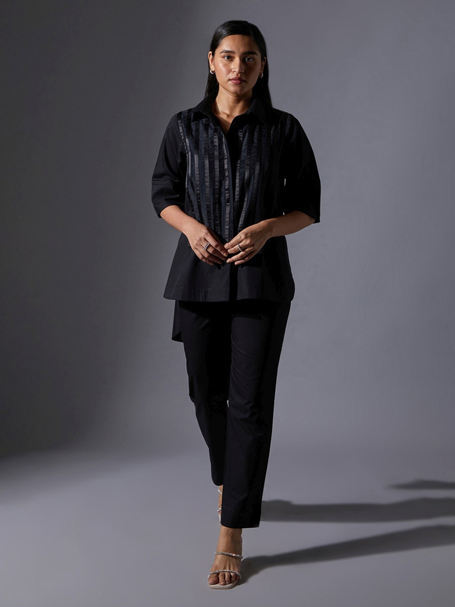House of Manaa Black Hom Allure Shirt with Pant