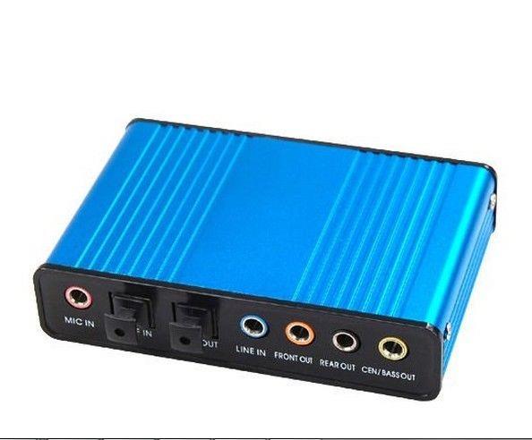 Blue 6 channel 5.1 External Audio Music Sound Card Soundcard For Laptop PC