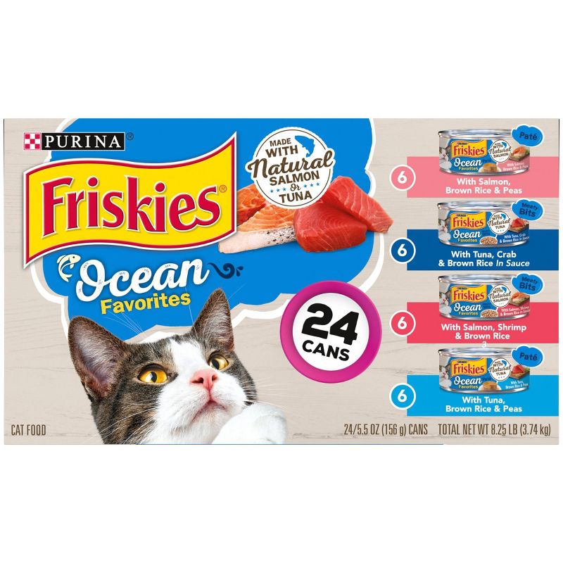 Purina Friskies Meaty Bits & Paté Ocean Favorites Wet Cat Food - 5.5oz/24ct Variety Pack