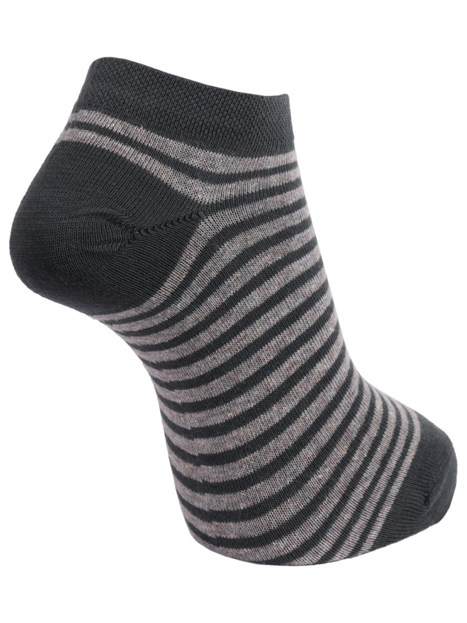 Dollar Grey Cotton Striped Socks - Pack of 3