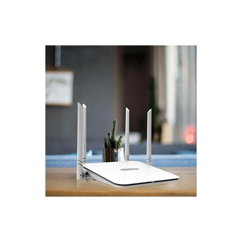 1200Mbps High Power Long Range Wireless Wi Fi Router AC1200 Dual Band 5Ghz+2 4Ghz Smart WiFi Router High Speed WiFi Box with High Power Amplifiers PA+LNA 2 x 2 MIMO 5dBi Antennas