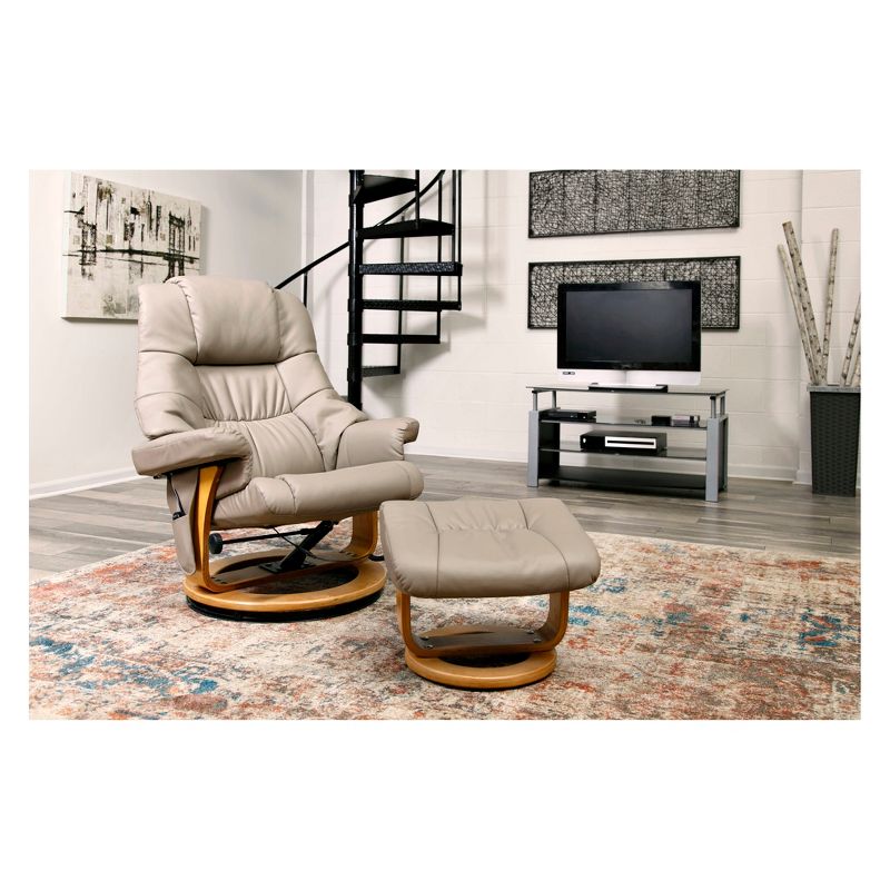 Plush 8 motor massage Leisure Recliner with Ottoman Beige - Relaxzen