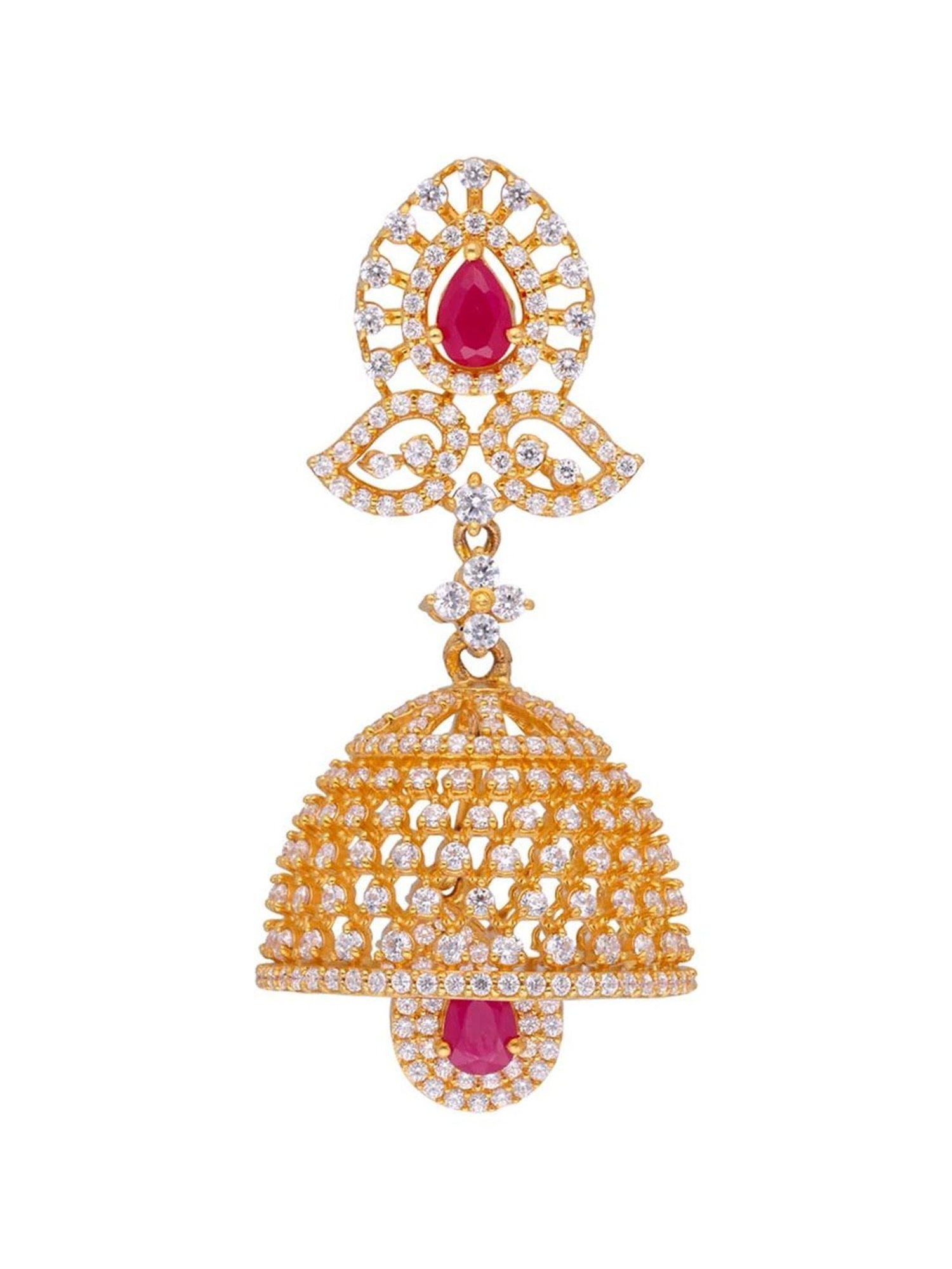 CKC Radiant Charm: Gold Jumka with Zircon and Ruby Stones