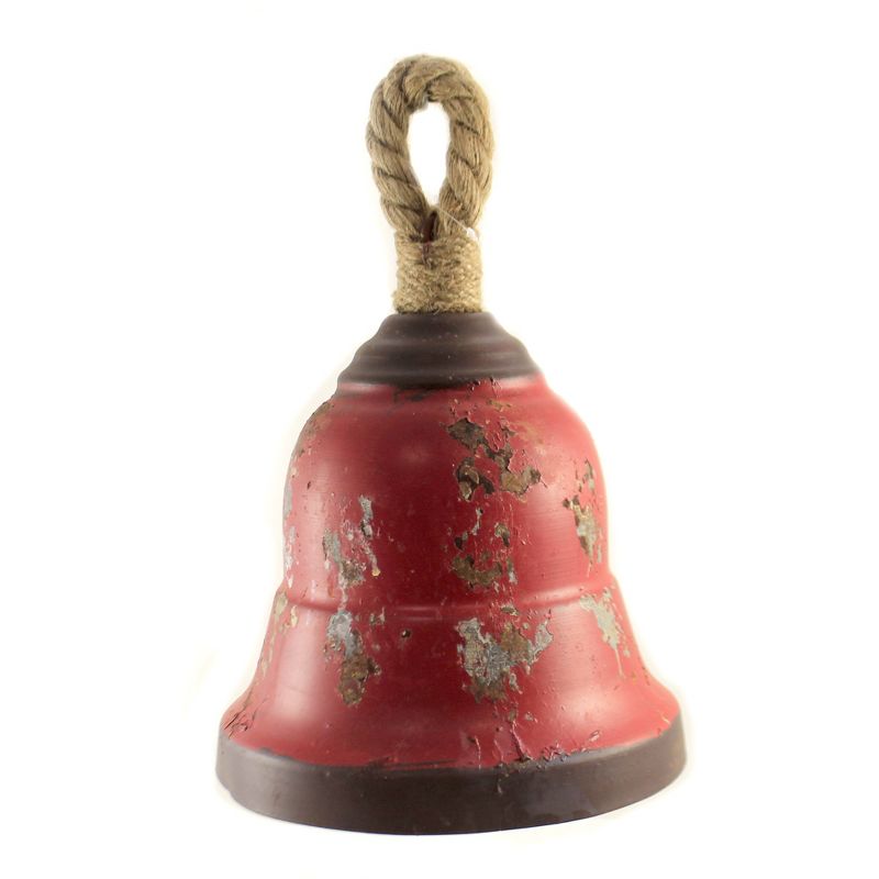 Home Decor 13.0" 13.00 Inch Red Metal Bell Decorate Tin Christmas Outdoor  -  Decorative Figurines